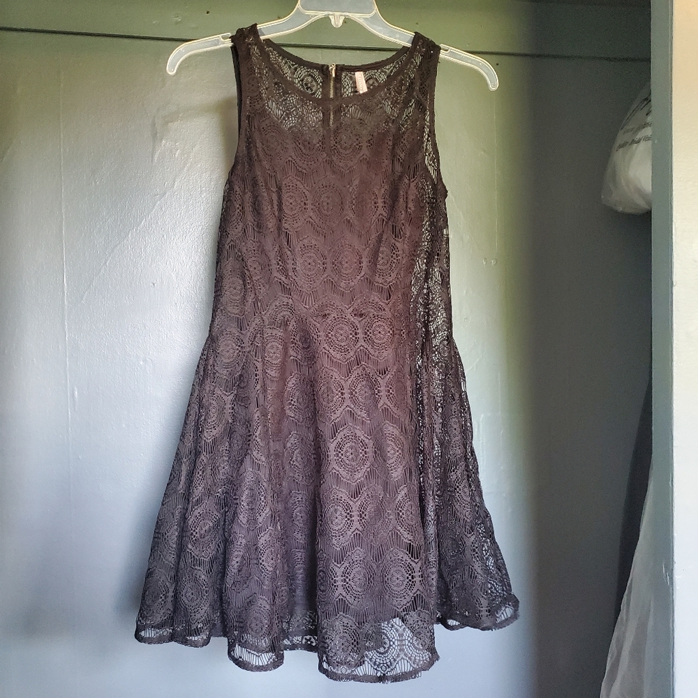 Black lace fit and flare dress